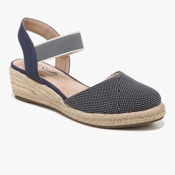 Lifestride Kimmie Espadrille Wedge Velocity 2.0 Navy Almond Milk Coastal 9.5 - Picture 2 of 12